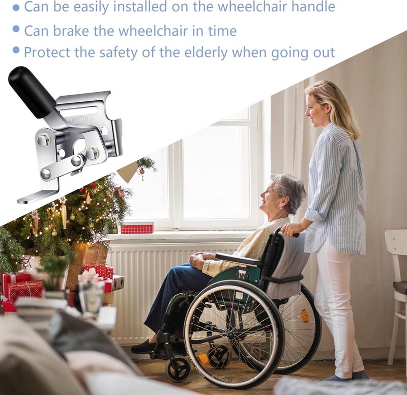 DaisyInner Heavy Duty Wheelchair Brakes Wheel Locks (Pack of 2) Wheelchair Parts Mount Bolt on Style for 7/8 Inch Tubing Universal Wheel Lock Brake Assembly Medical Transport Chair Brake Side(Silver) - Image 5